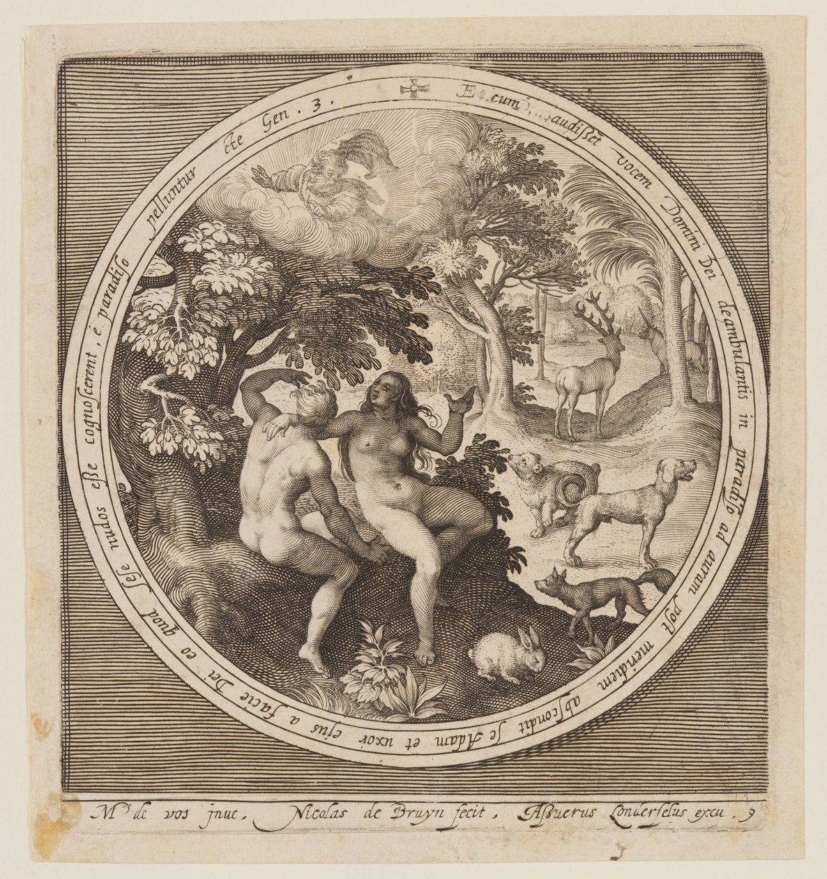 Adamo ed Eva nascosti al Signore, dalla creazione alla cacciata dal paradiso da Nicolaes de Bruyn