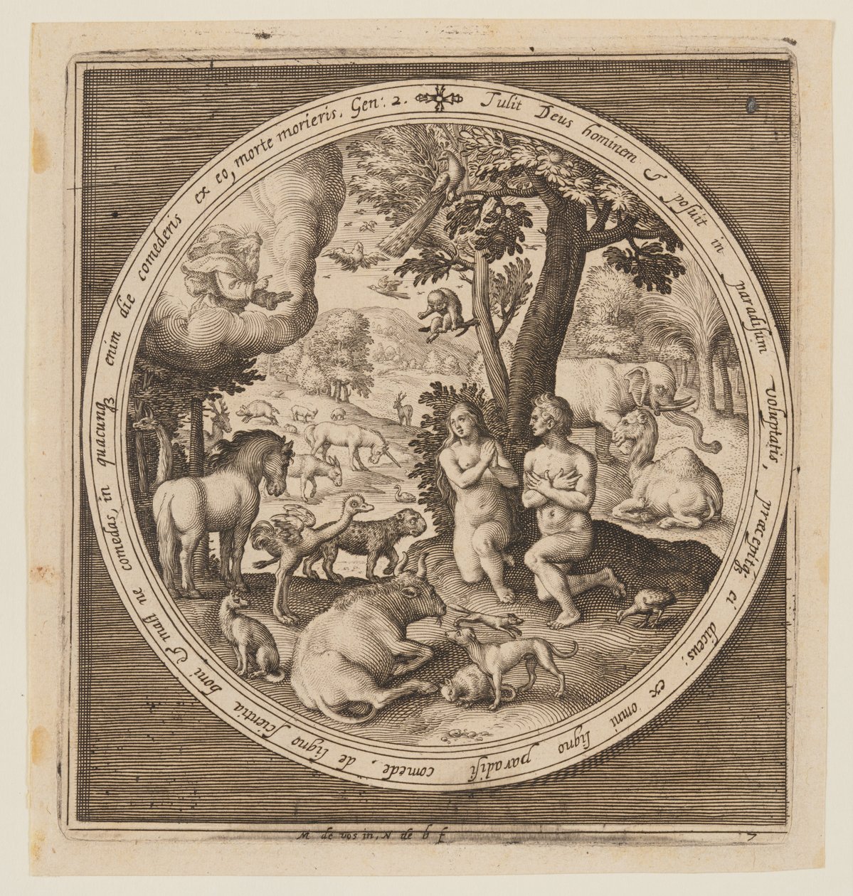 Adamo ed Eva in Paradiso, dalla creazione alla cacciata dal Paradiso da Nicolaes de Bruyn