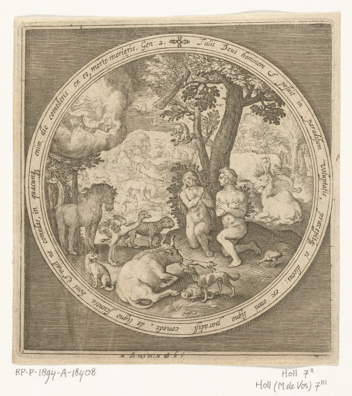 Adamo ed Eva nel paradiso da Nicolaes de Bruyn