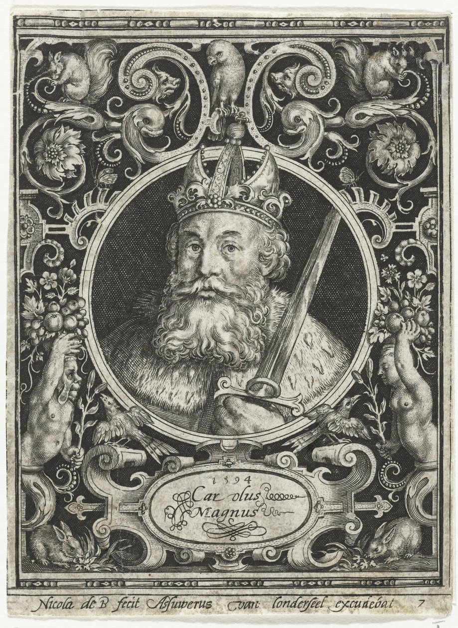 Carlo Magno, Re dei Franchi, 1594 da Nicolaes de Bruyn