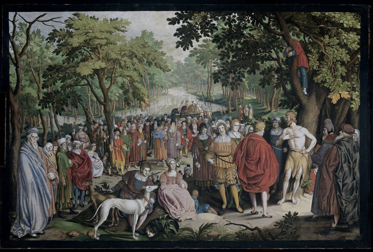 La predicazione di Giovanni Battista sulle rive del Giordano da Nicolaes de Bruyn