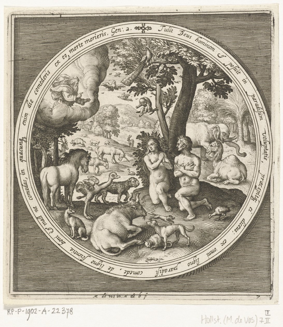 Il settimo giorno della creazione: Adamo ed Eva in paradiso da Nicolaes de Bruyn