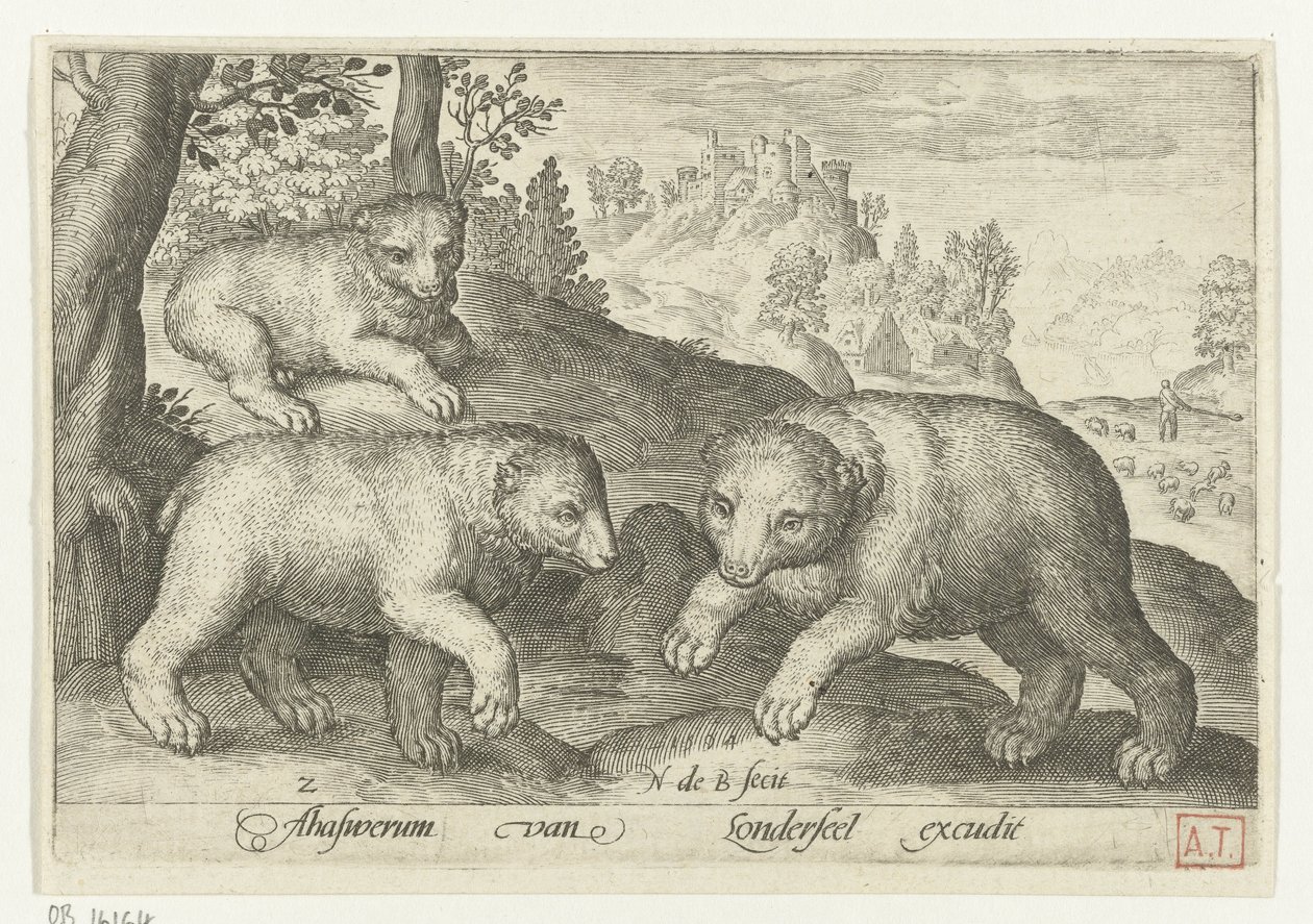 Tre orsi (Animalivm qvadrvpedvm, animali in paesaggi) da Nicolaes de Bruyn
