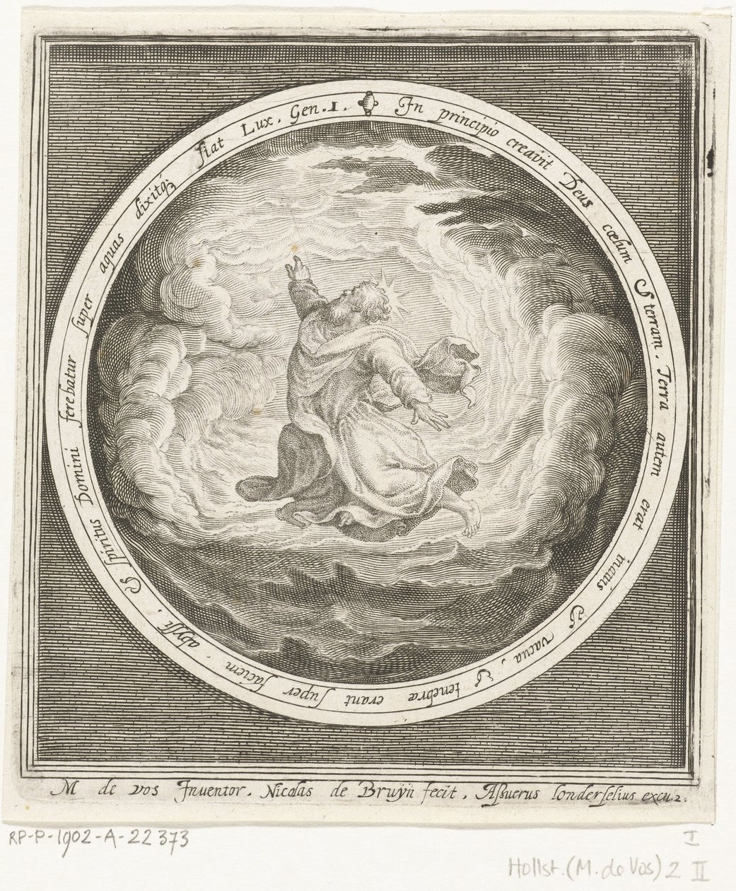 Primo giorno della creazione: Dio crea il cielo e la terra (serie: Dalla creazione alla cacciata dal paradiso) da Nicolaes de Bruyn