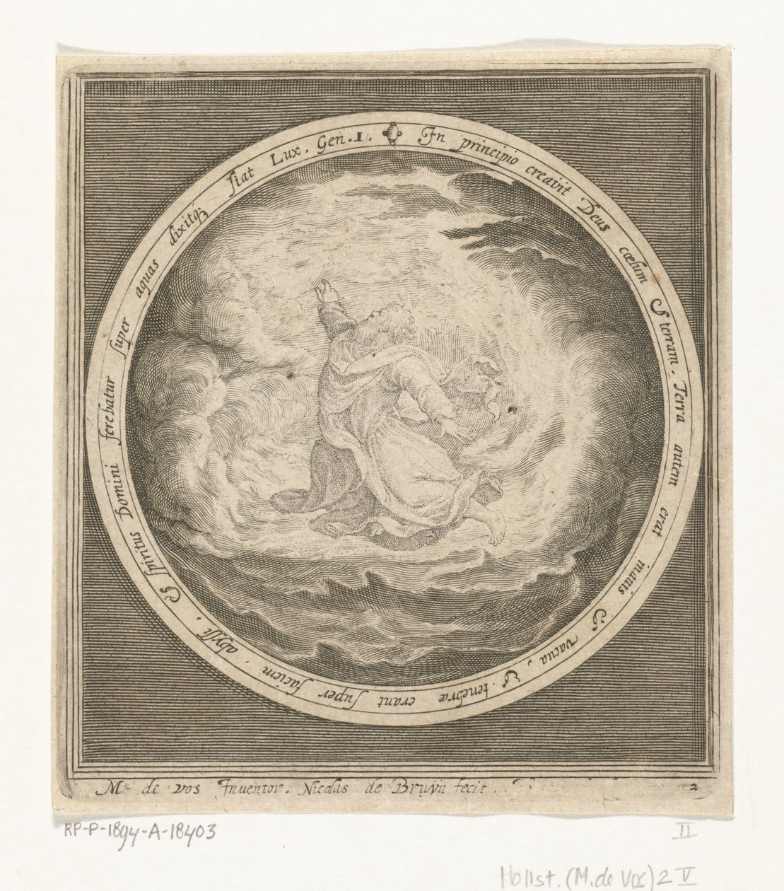 Primo giorno della creazione: Dio crea il cielo e la terra da Nicolaes de Bruyn