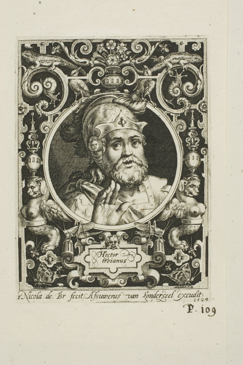 Ettore di Troia, piatto unico de I nove degni di nota da Nicolaes de Bruyn