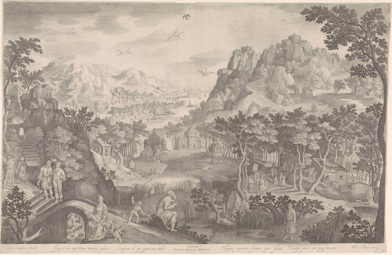 Osea e la donna adultera in un paesaggio da Nicolaes de Bruyn