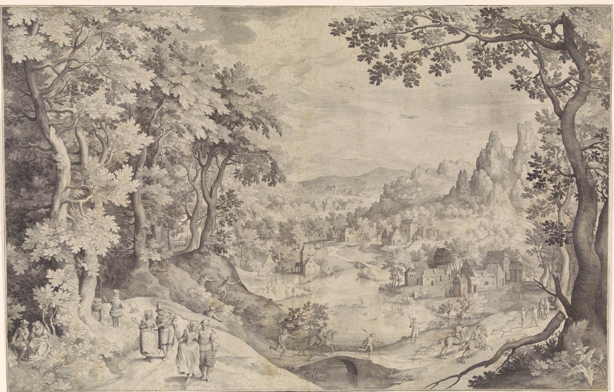 Paesaggio con caccia al cervo da Nicolaes de Bruyn