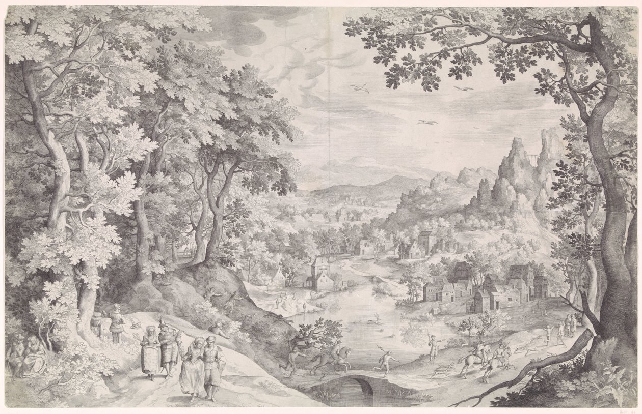 Paesaggio con caccia al cervo da Nicolaes de Bruyn