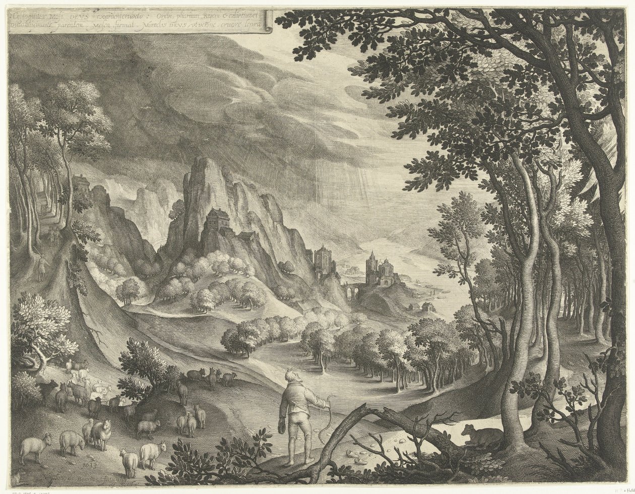 Mosè viene chiamato da Dio sul monte Horeb da Nicolaes de Bruyn