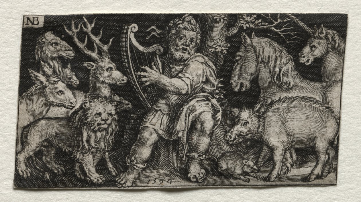 Orfeo che incanta gli animali da Nicolaes de Bruyn