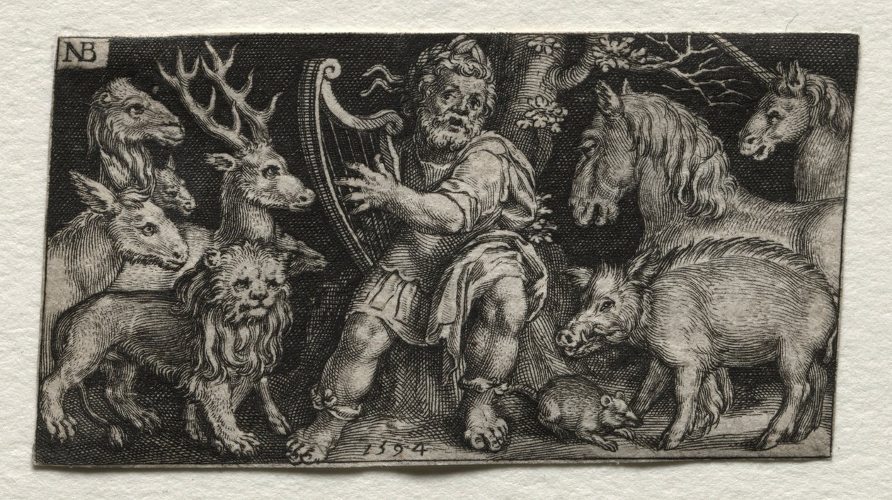 Orfeo che incanta gli animali, 1594 da Nicolaes de Bruyn