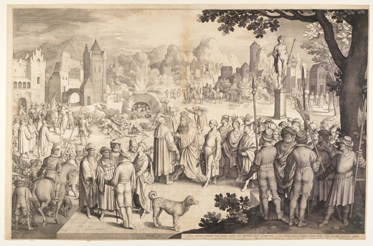 Shadrach, Meshach e Abednego nella stufa ardente da Nicolaes de Bruyn