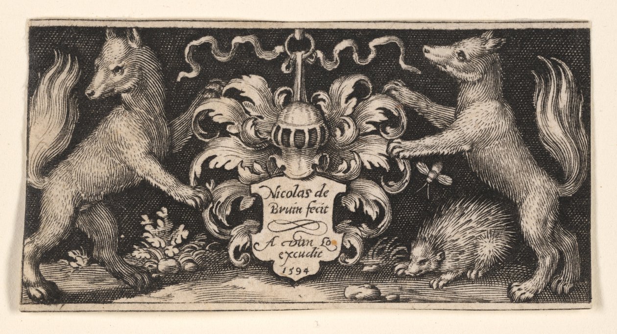 Piatto del titolo con due volpi, da Combattere le chimere e scene dalle favole di Esopo da Nicolaes de Bruyn
