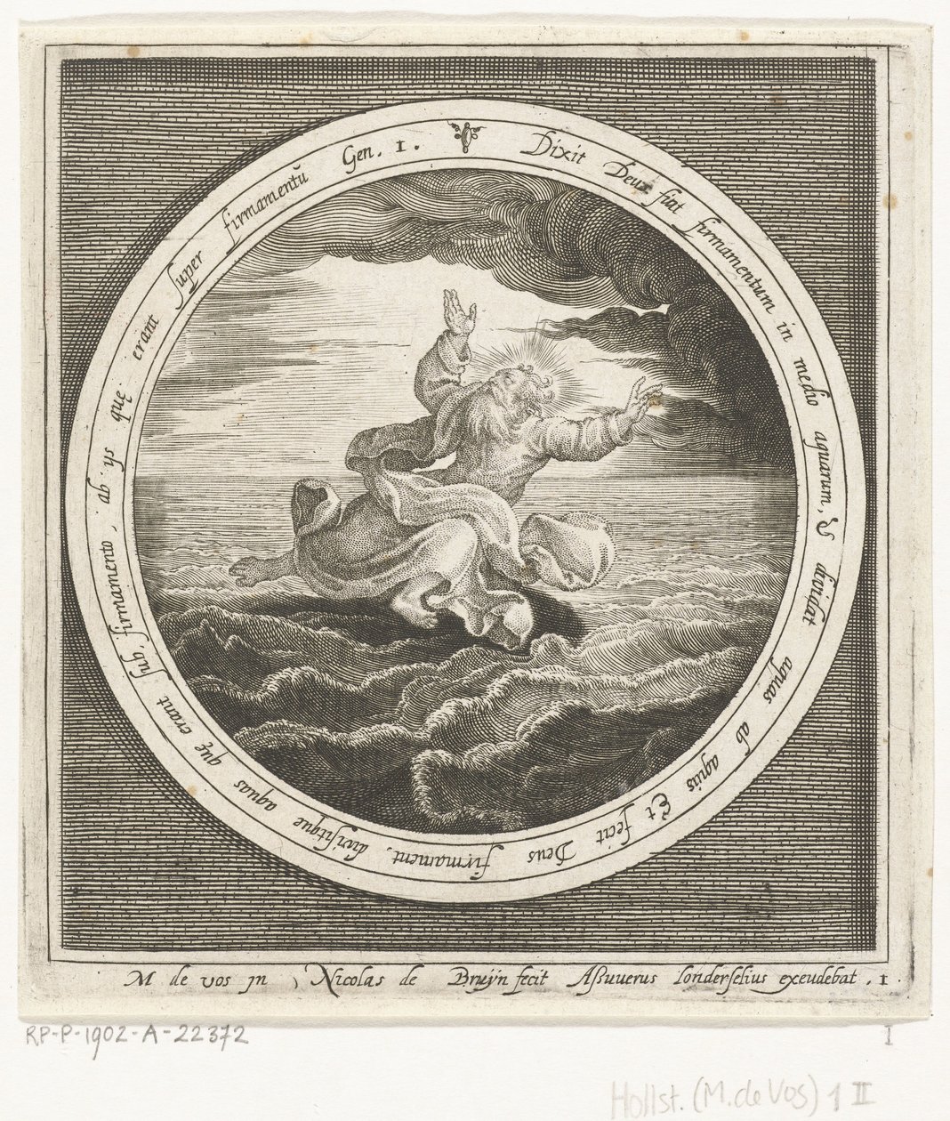 Secondo giorno della creazione: Dio separa le acque in cielo e mare (serie: Dalla creazione alla cacciata dal paradiso) da Nicolaes de Bruyn