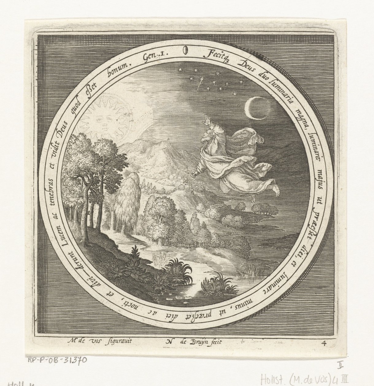 Quarto giorno della creazione: Dio crea il sole, la luna e le stelle da Nicolaes de Bruyn