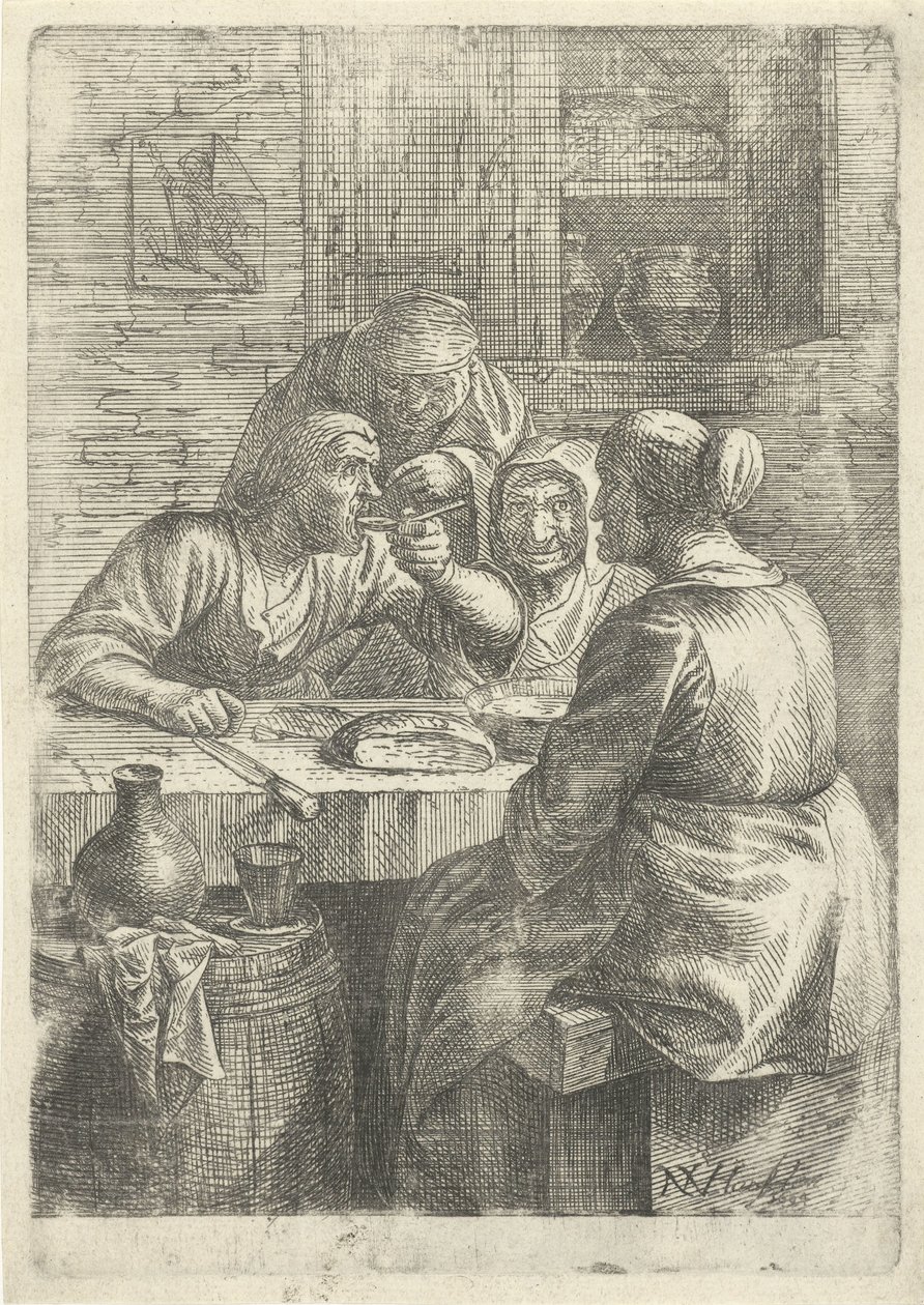 Tre vecchie donne che mangiano a un tavolo da Nicolaes van Haeften