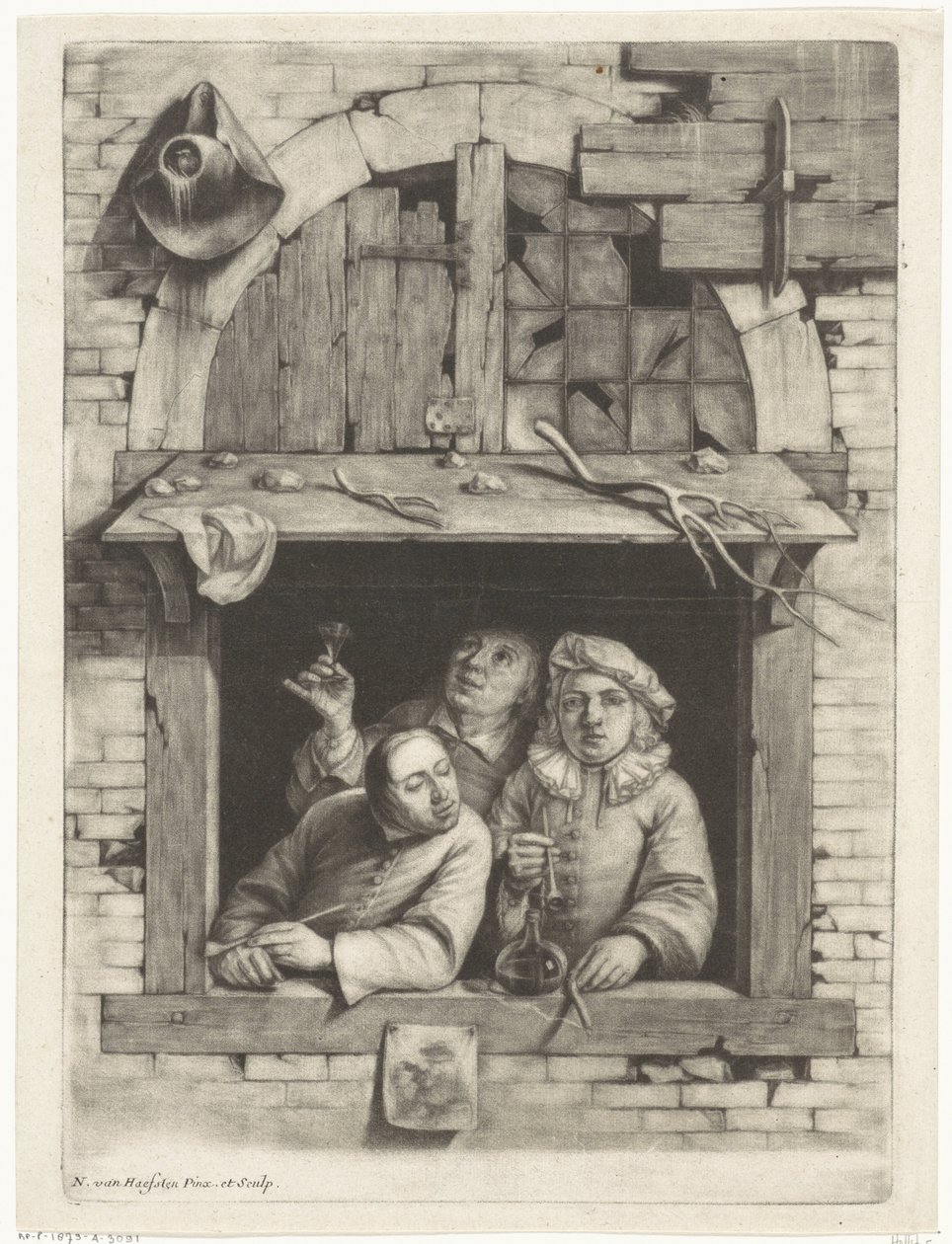 Tre fumatori a una finestra da Nicolaes van Haeften