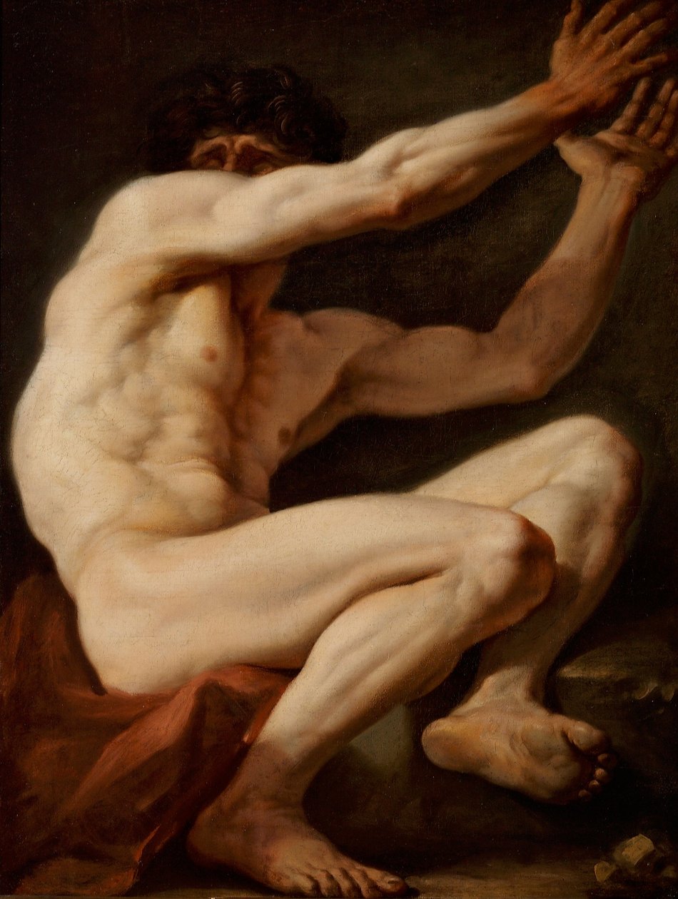 Figura di modello maschile seduto da Nicolai Abraham Abildgaard