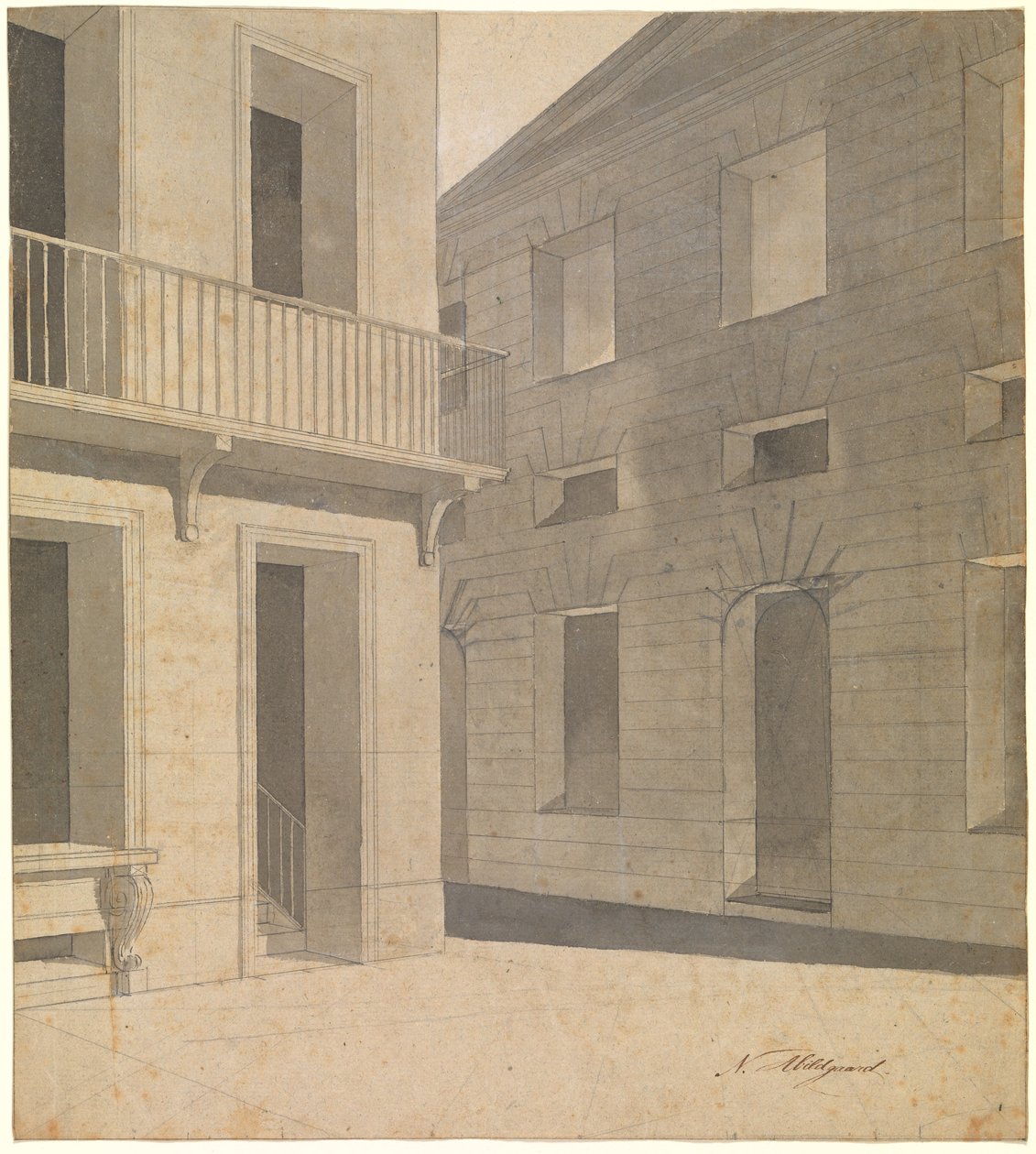 Scena di strada antica. Probabilmente uno studio per il dipinto di Terenzio con Chremes che ascolta da Nicolai Abildgaard