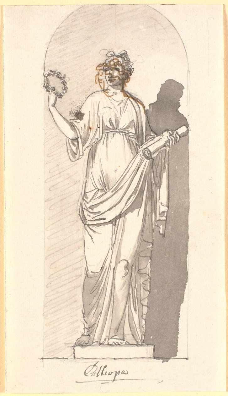 Calliope, la musa della poesia epica come statua in una nicchia da Nicolai Abildgaard