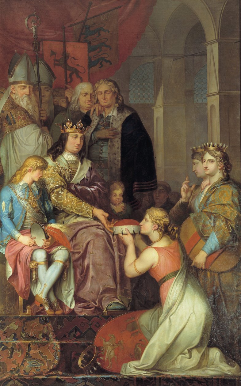 Cristiano I proclama Holstein un ducato nel 1474. Dipinto per il Castello di Christiansborg da Nicolai Abildgaard