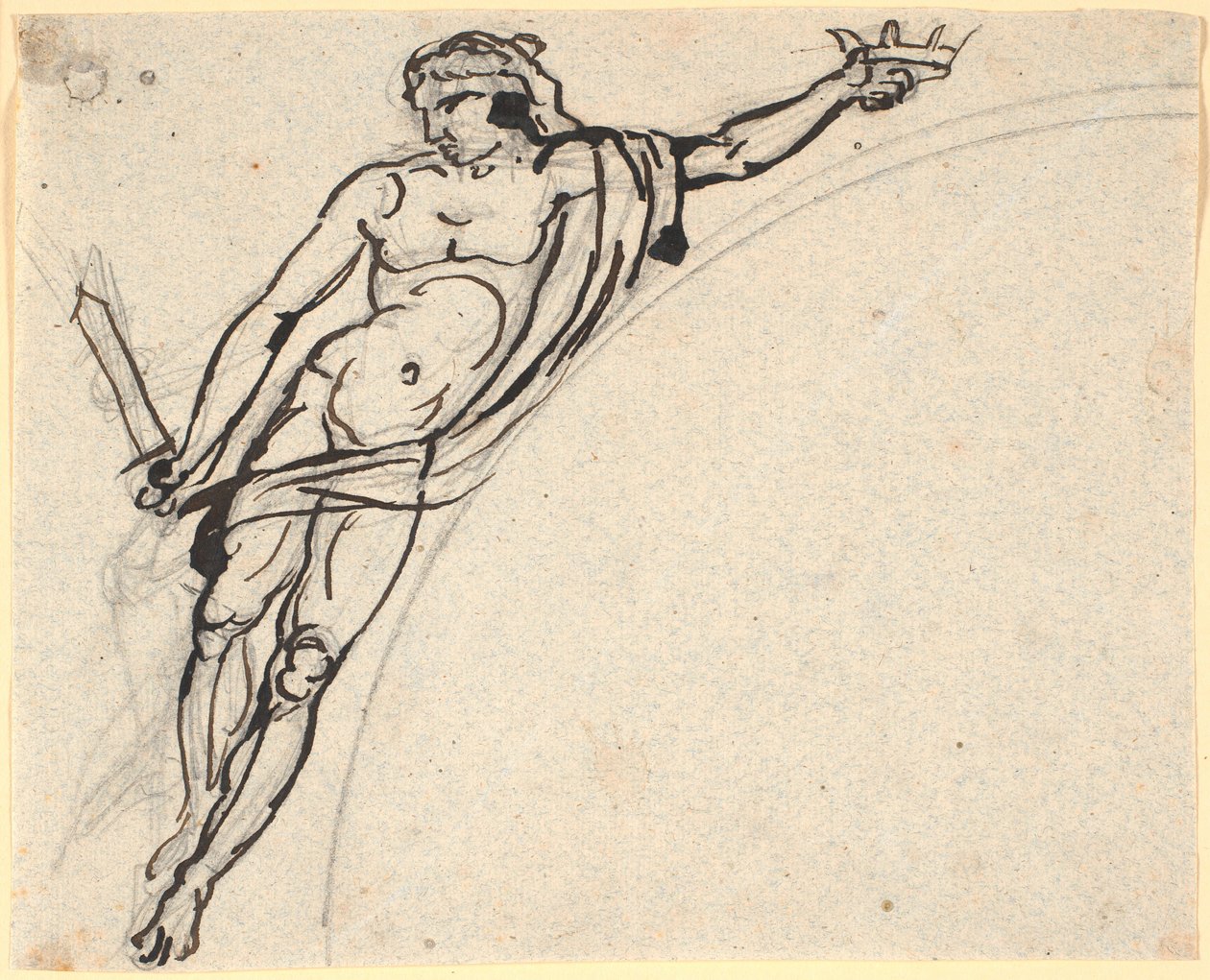 Figura di uomo fluttuante con una corona nella mano destra da Nicolai Abildgaard