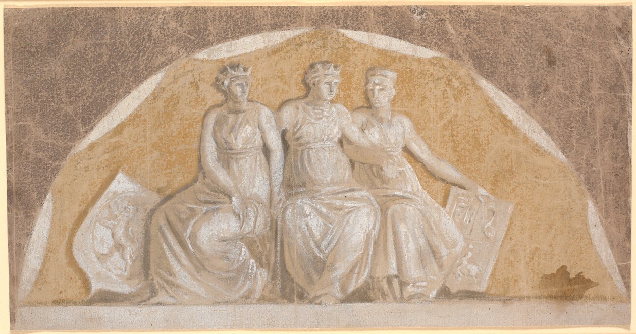 Campo semicircolare con tre figure femminili rotonde, le due esterne con scudi che sembrano indicare che rappresentano la Norvegia e i paesi della Germania settentrionale (Stormarn e Ditmarschen?). La figura centrale simboleggia probabilmente la Danimarca da Nicolai Abildgaard