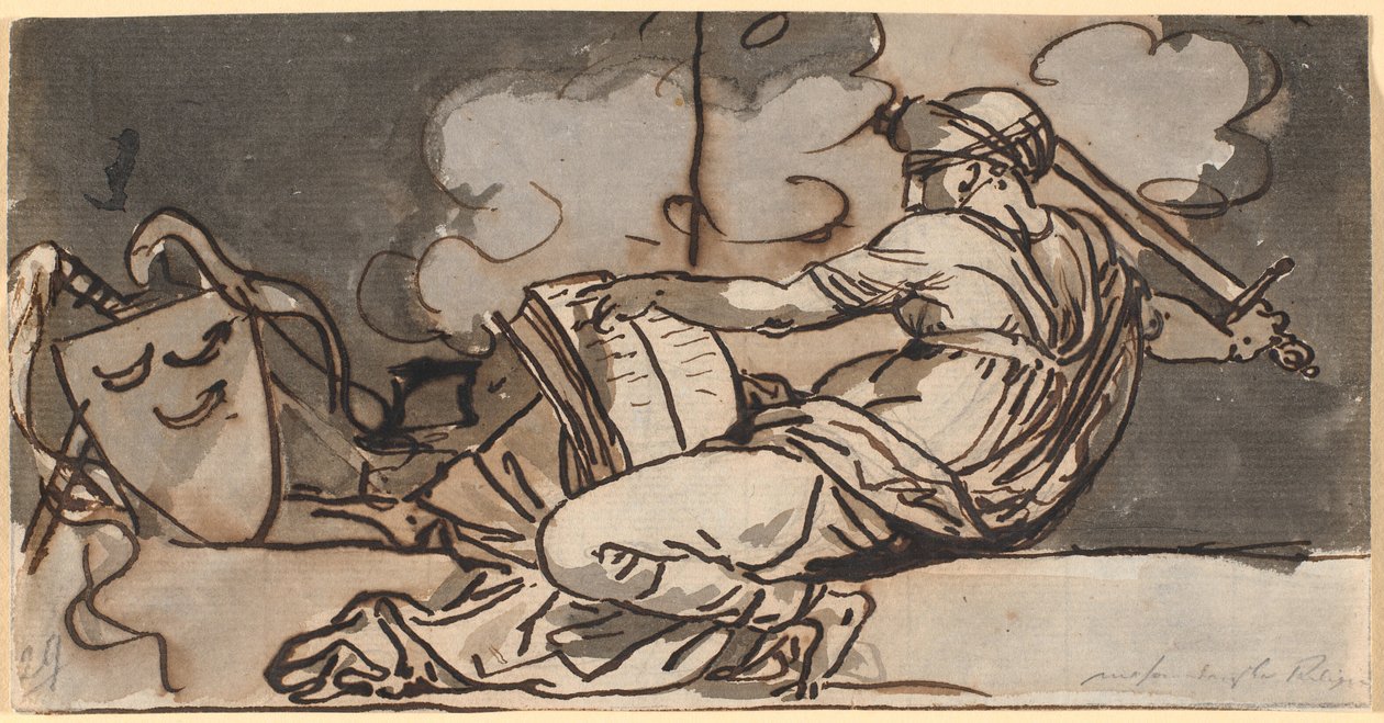 Figura femminile sdraiata che simboleggia la religione musulmana da Nicolai Abildgaard