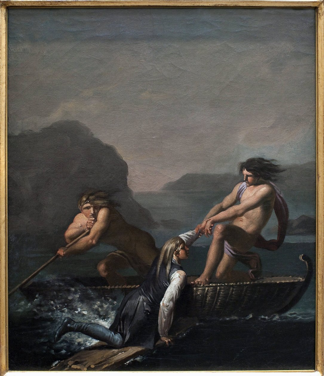 Il naufragio Niels Klim salvato da due Quamiti. Estratto da Il viaggio sotterraneo di Niels Klim da Nicolai Abraham Abildgaard