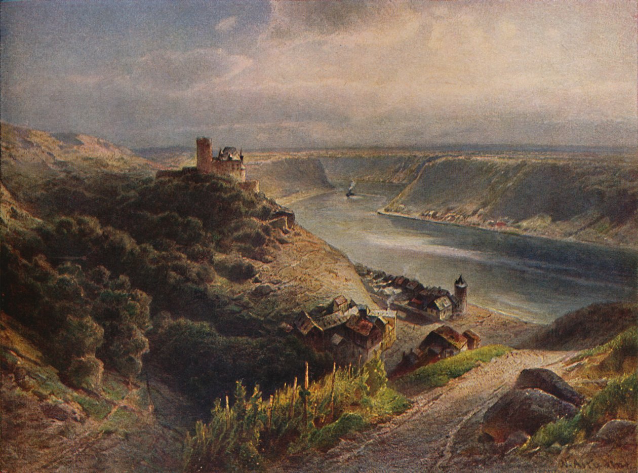 Burg Katz con vista sulla Loreley, 1923 da Nicolai Astudin