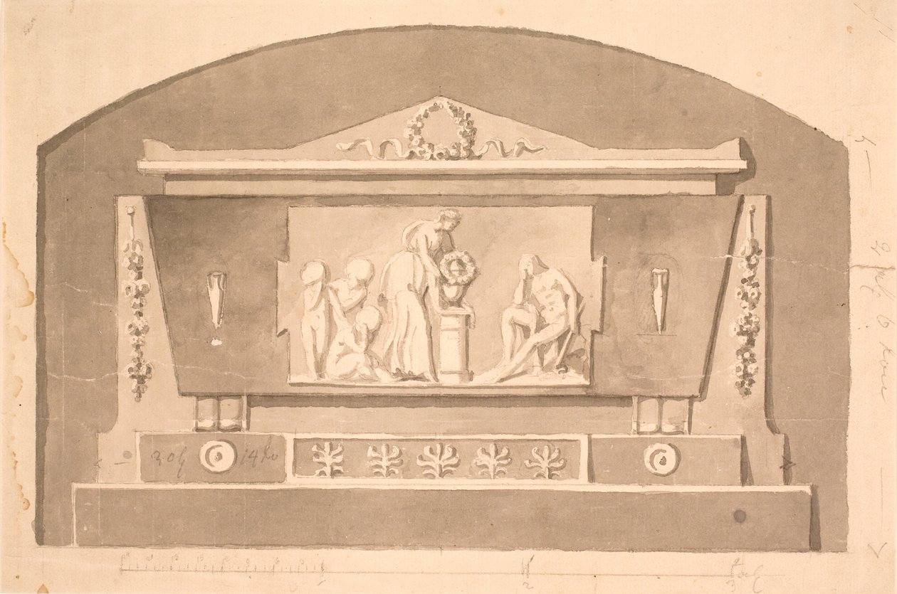 Bozzetto per sarcofago con rilievo per il monumento funebre di Gandil nel cimitero di Assistens da Nicolai Dajon