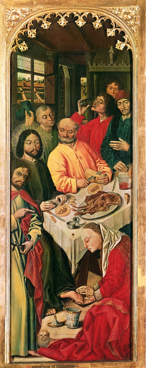 La resurrezione di Lazzaro Trittico, pannello destro di Maria Maddalena che lava i piedi di Cristo, 1461 da Nicolas Froment