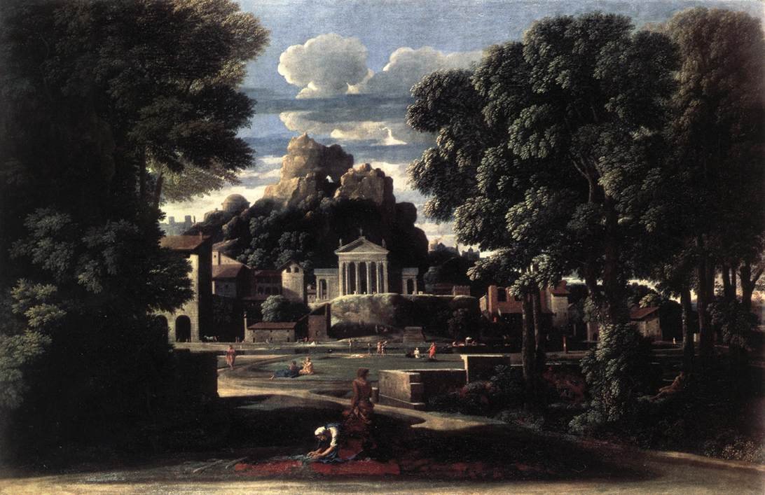 Paesaggio con la raccolta delle ceneri di Focione da parte della sua vedova da Nicolas Poussin