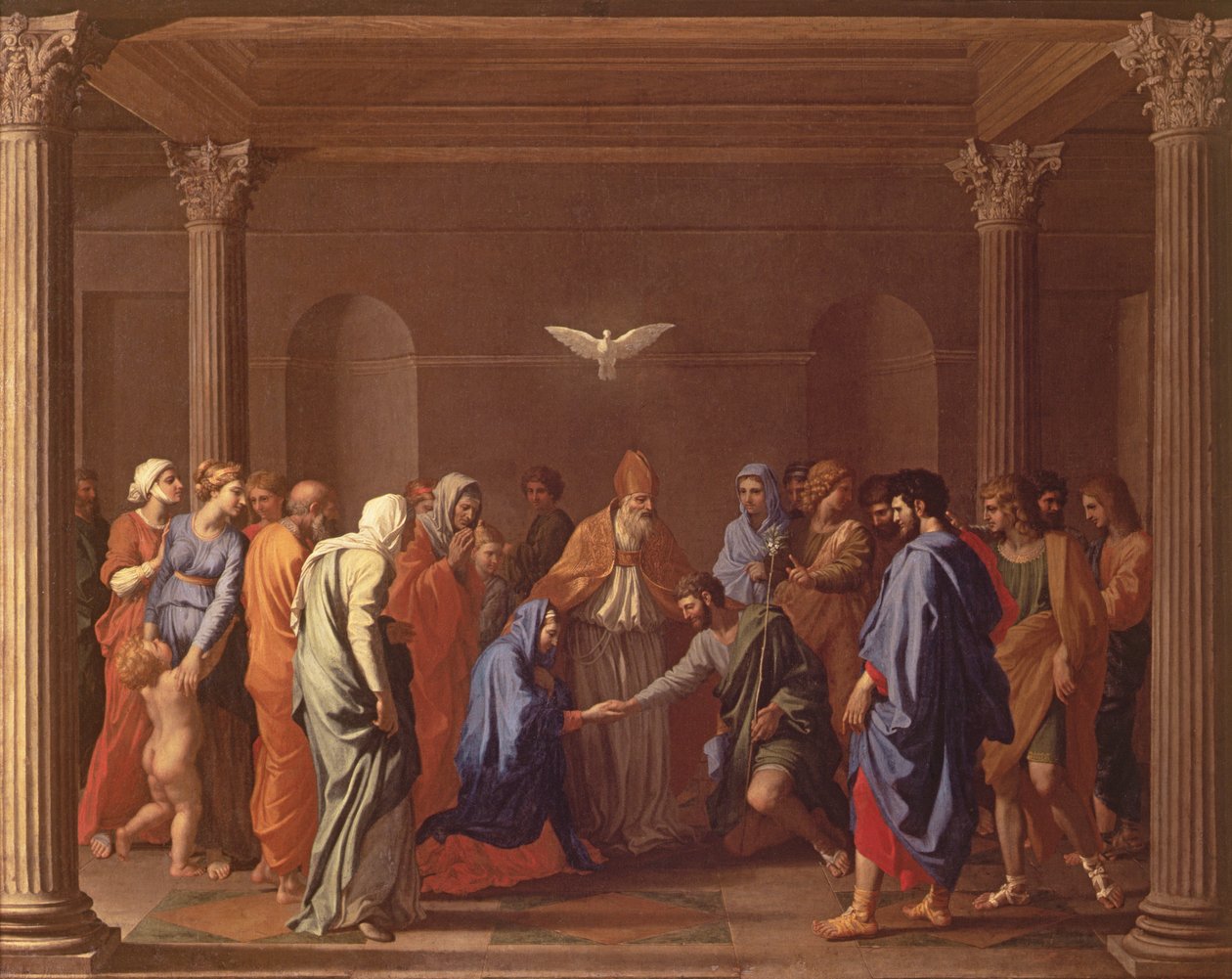 Il matrimonio della Vergine, c.1638-40 da Nicolas Poussin