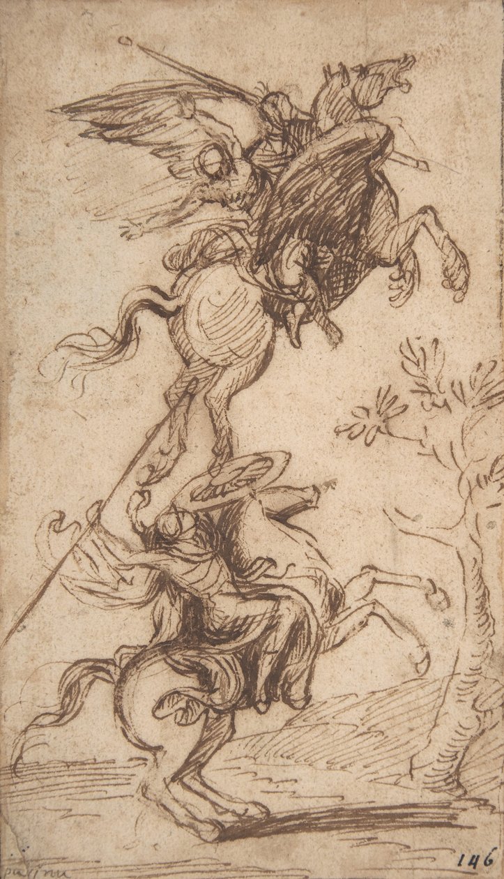 Il mago Atlante rapisce la dama di Pinabello (Ariosto, Orlando Furioso, canto II, 38) da Nicolas Poussin