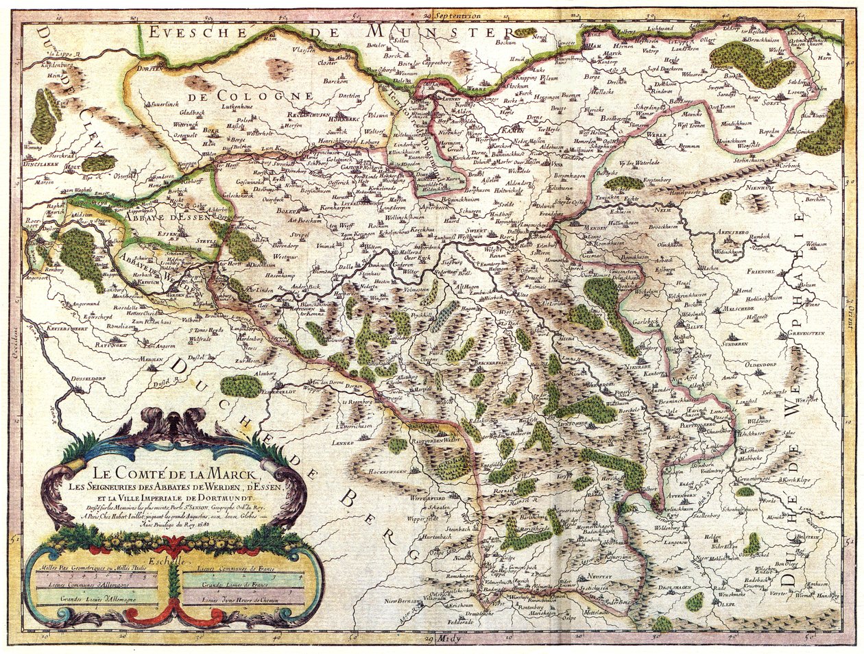 Mappa della Contea di Mark da Nicolas Sanson