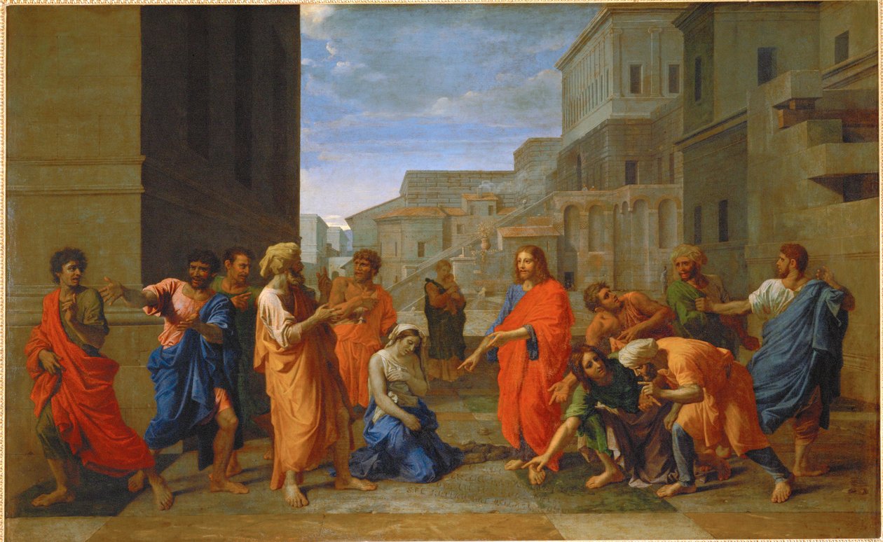 La femme adultere - the adulteress … da Nicolas (attr.to) Poussin