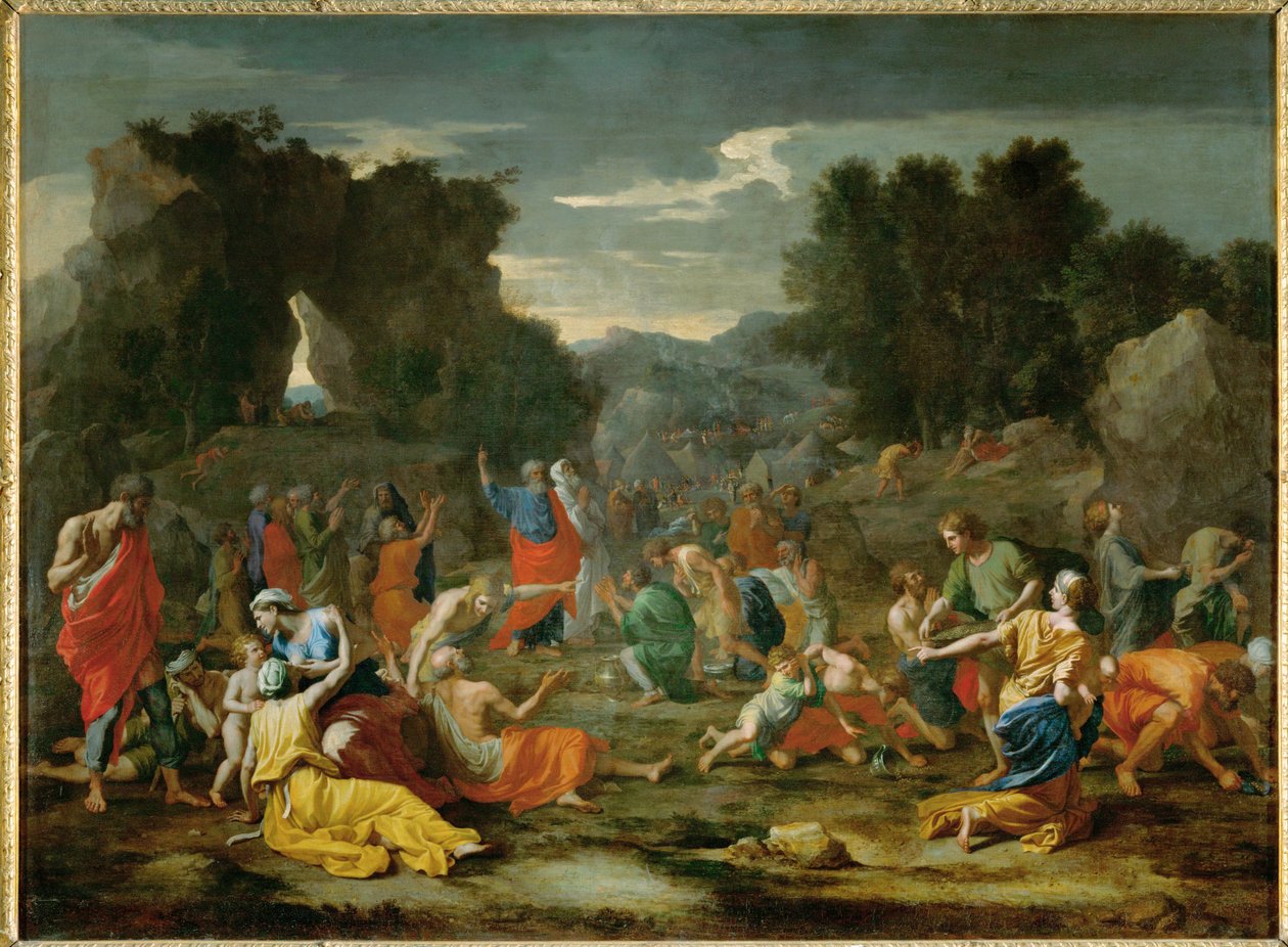 Gli israeliti raccolgono la manna nel deserto - Gli israeliti raccolgono la manna nel deserto ... da Nicolas (attr.to) Poussin