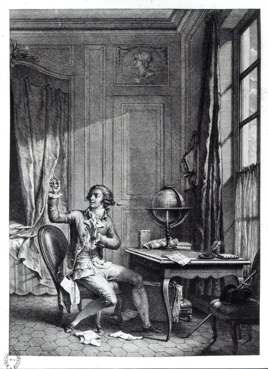 St. Preux riceve il ritratto di Julie, illustrazione da 