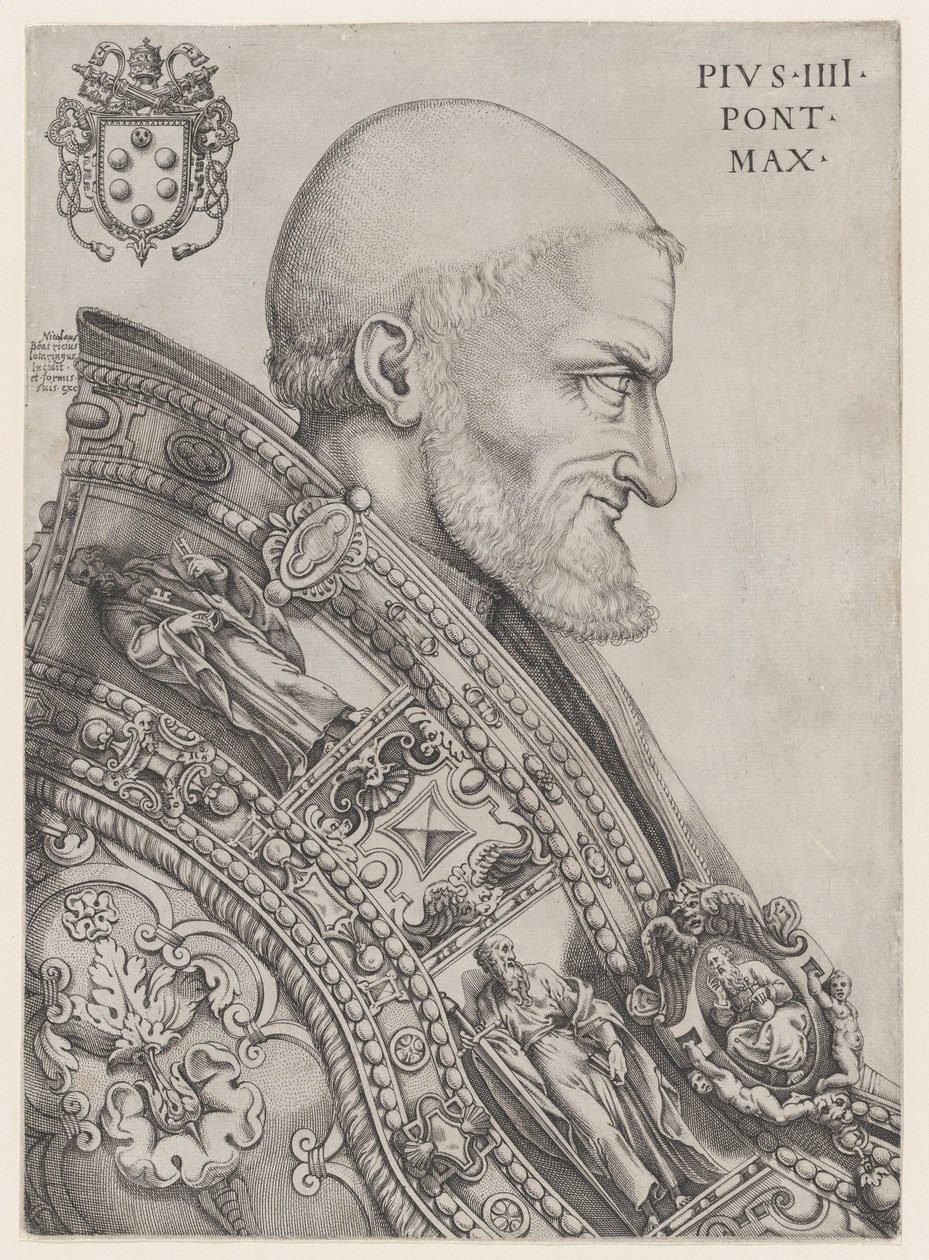 Ritratto di Papa Pio IV, metà del XVI secolo da Nicolas Beatrizet