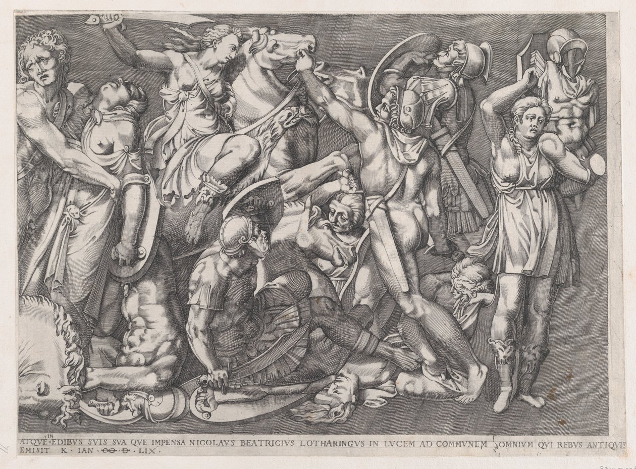 Speculum Romanae Magnificentiae: Battaglia delle Amazzoni, 1559 da Nicolas Beatrizet