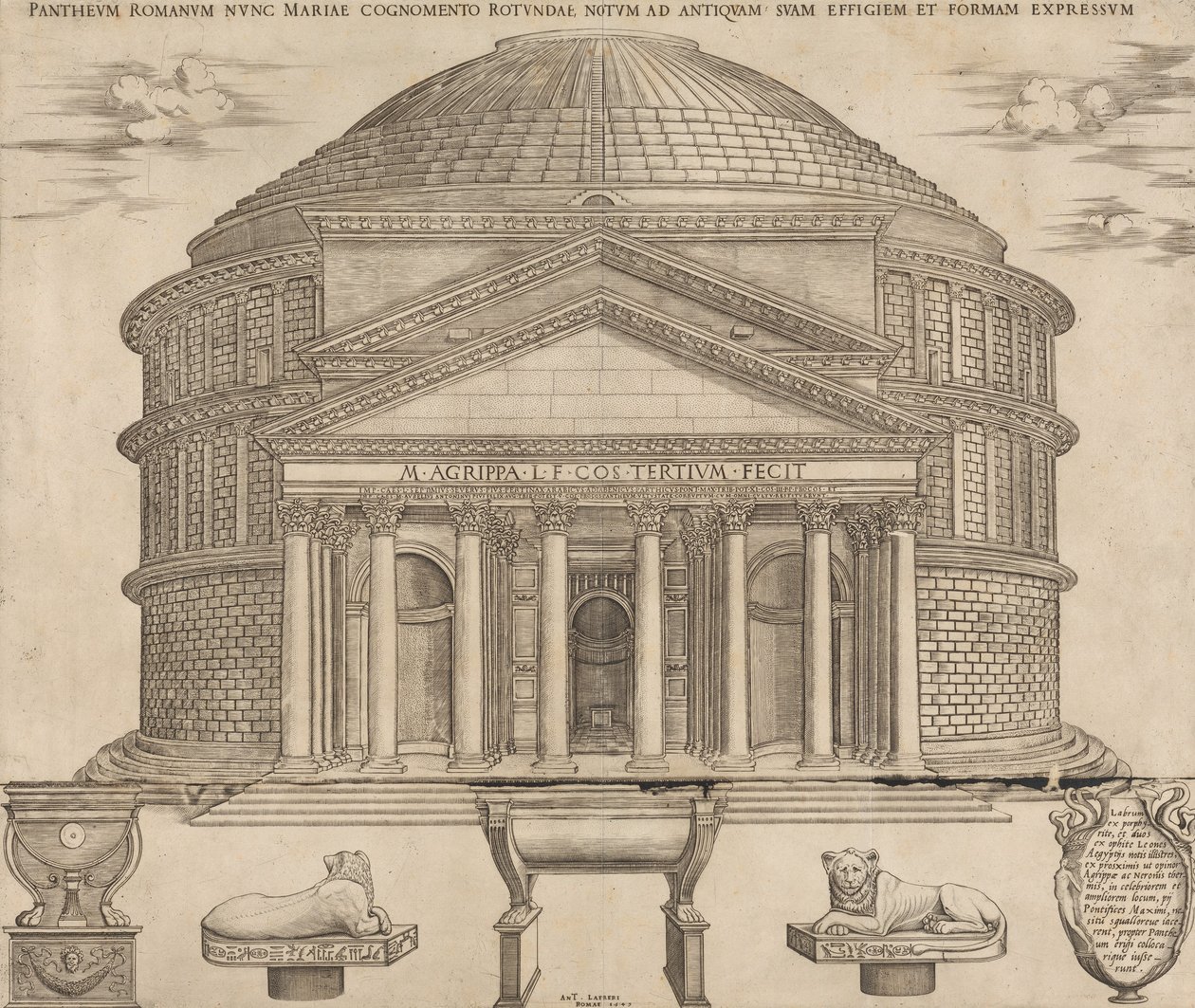 Speculum Romanae Magnificentiae: Il Pantheon, 1649 da Nicolas Beatrizet