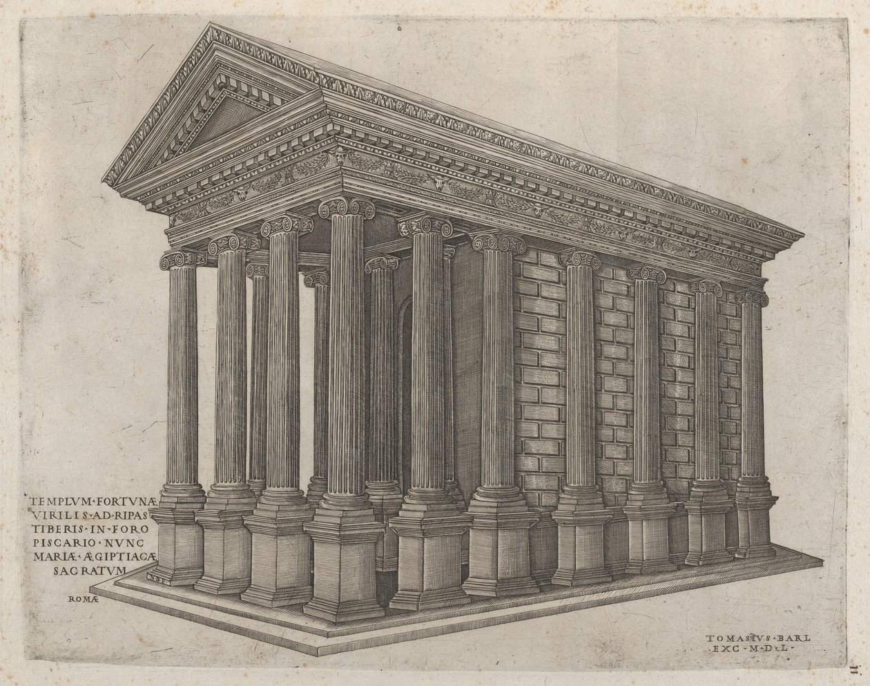 Speculum Romanae Magnificentiae: Il Tempio della Fortuna a Roma da Nicolas Beatrizet