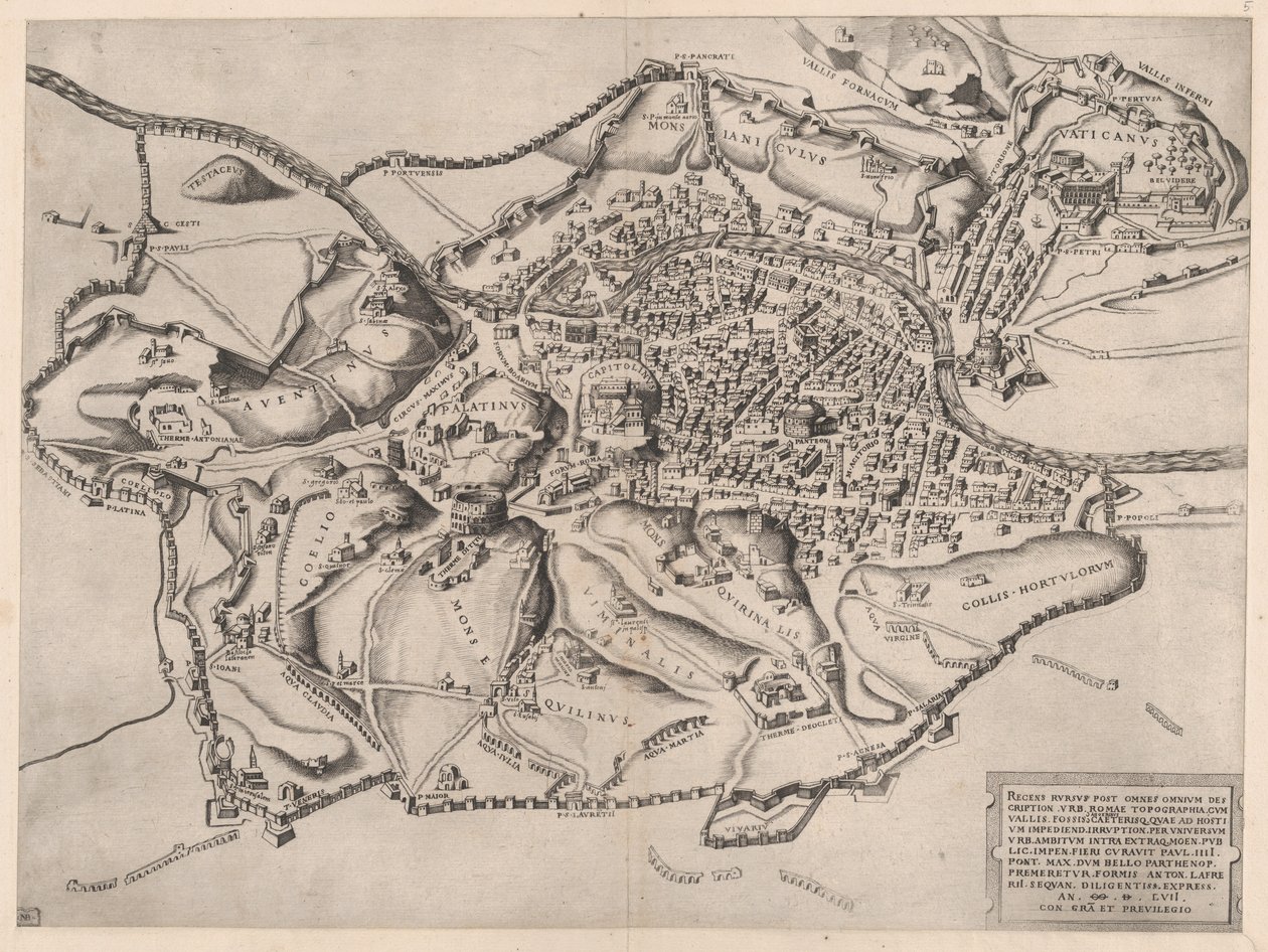 Speculum Romanae Magnificentiae: Vista di Roma da est da Nicolas Beatrizet