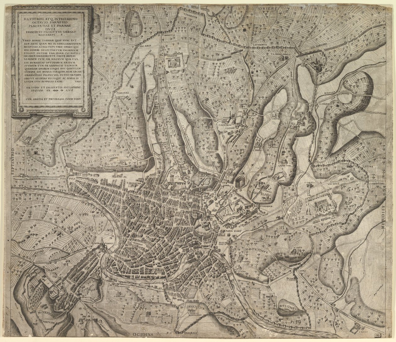 Speculum Romanae Magnificentiae: Vista di Roma da Ovest da Nicolas Beatrizet