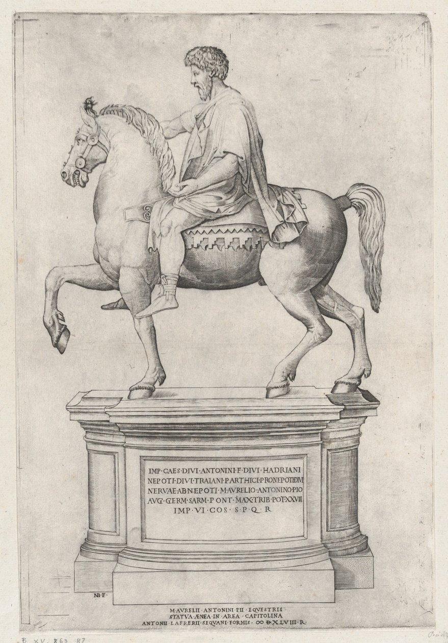 Statua equestre di Marco Aurelio sul Campidoglio da Nicolas Beatrizet