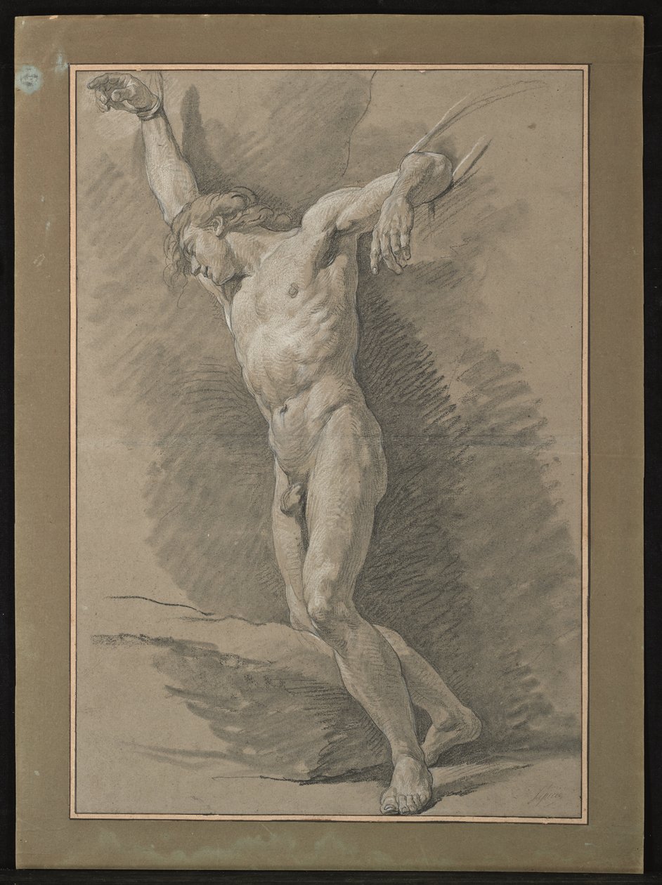 Accademia di uomo nudo, le braccia legate da corde da Nicolas Bernard Lepicie