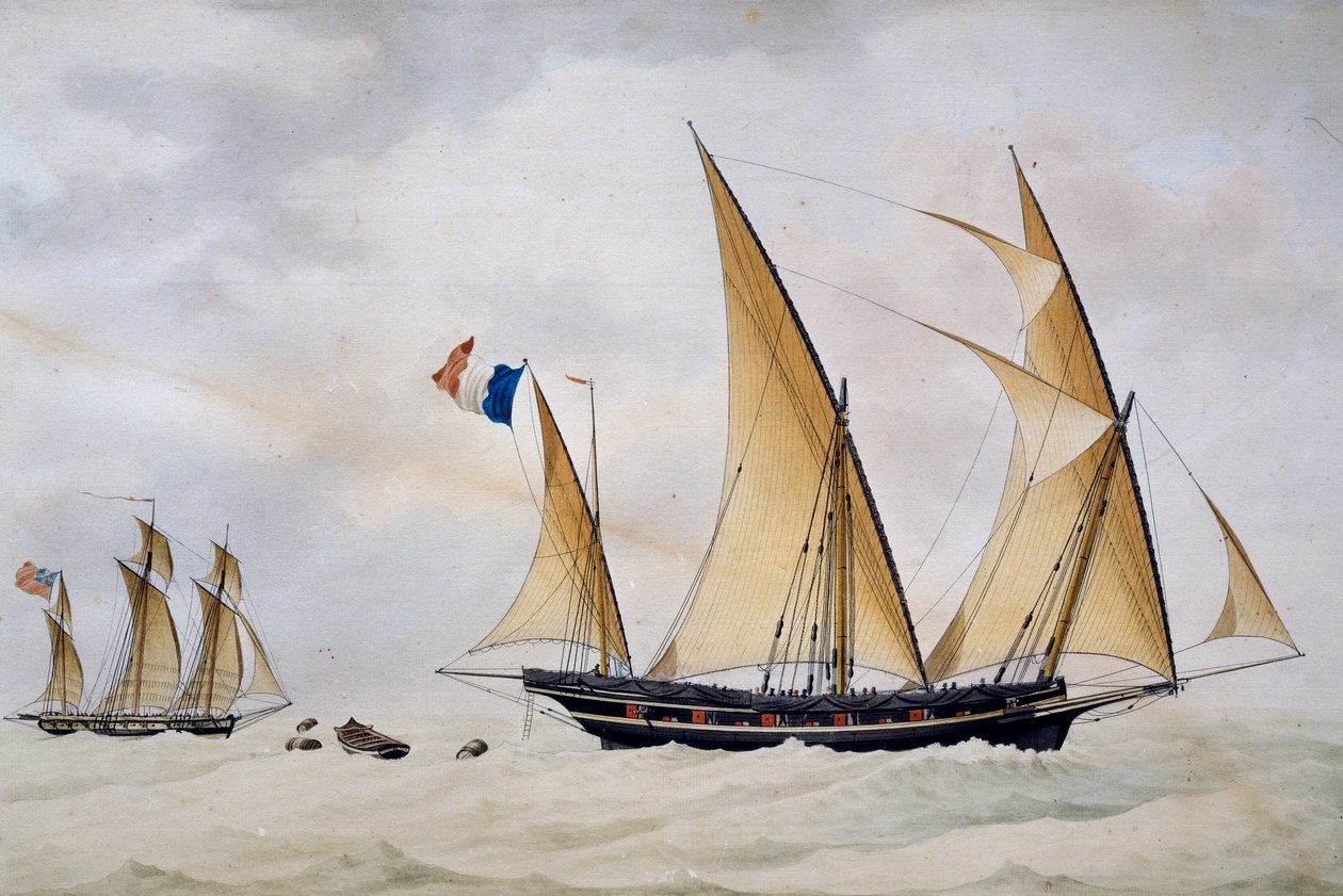 Xebec di Santo Stefano di Laigueglia inseguito da un corsaro inglese da Nicolas Cammillieri