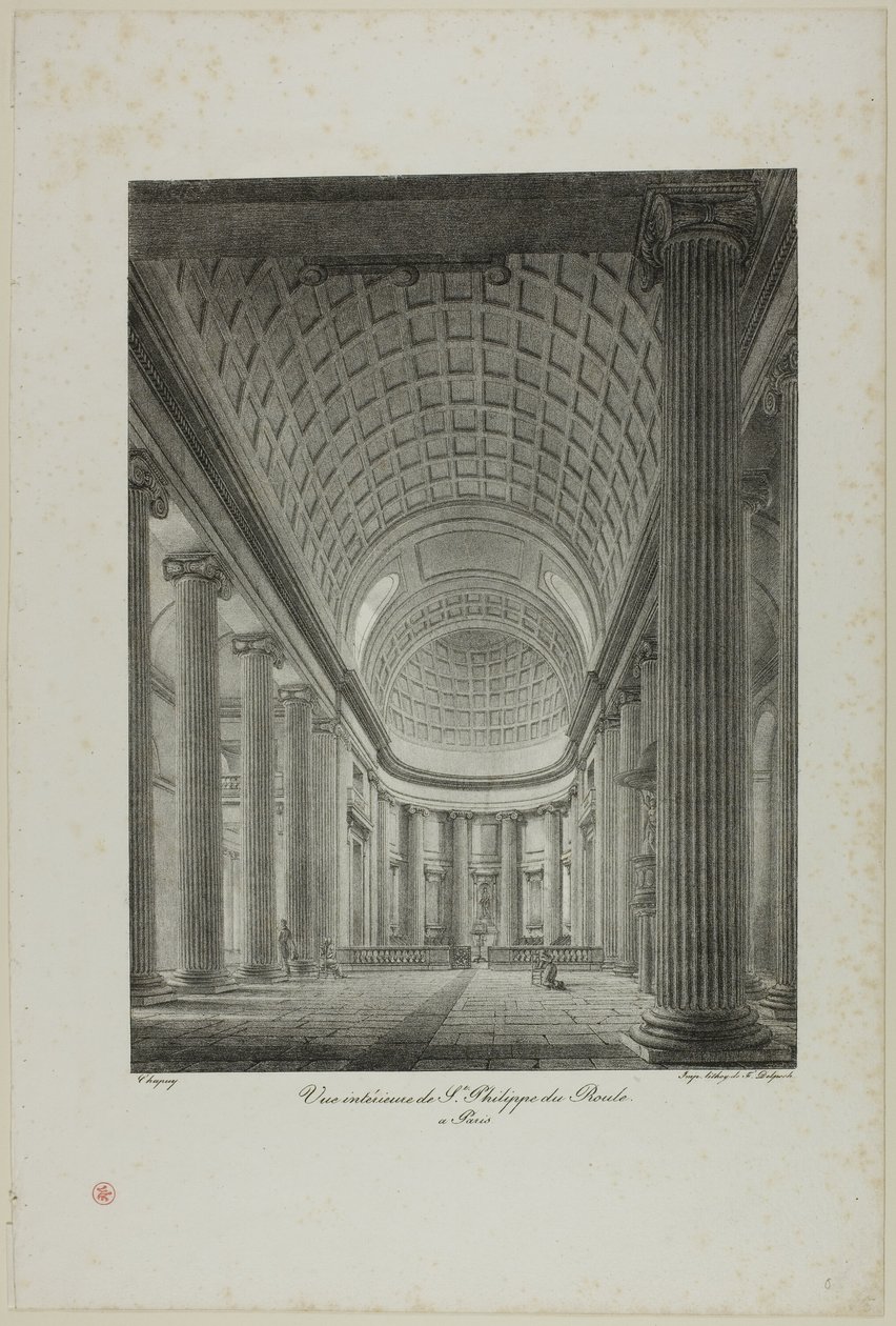 Veduta interna di St. Philippe du Roule, Parigi da Nicolas Chapuy